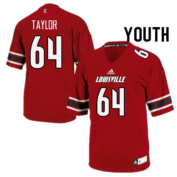 Youth #64 Travis Taylor Louisville Cardinals College Football Jerseys Stitched Sale-Red - Click Image to Close